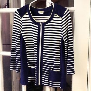 Dolcezza women's navy blue & white stripes size Small# 18100 Pre-Owned.